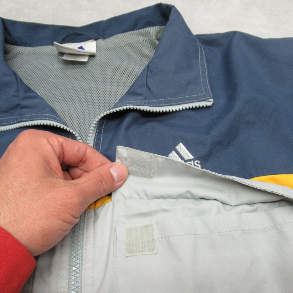 Adidas Jacket Windbreaker Mens Large Blue Cagoule Colorblock Full Zip VTG 90s - Picture 10 of 16